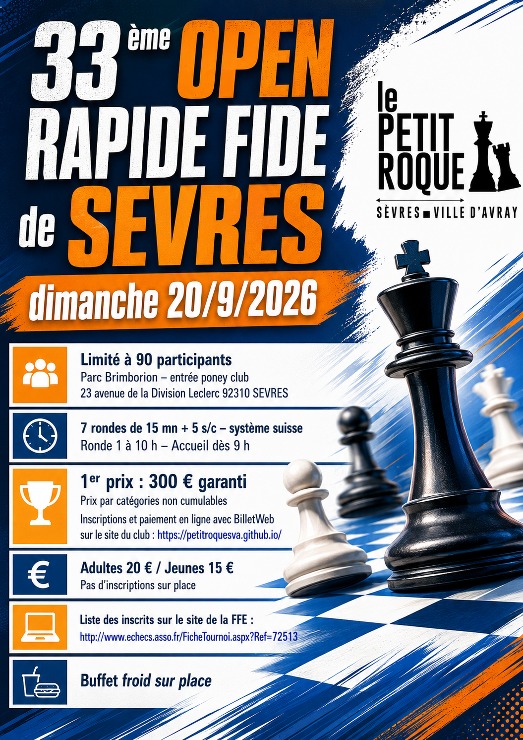 Fiche renseignement 33ème open de Sèvres Ville d'Avray