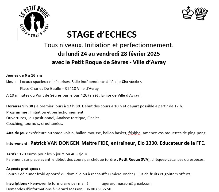 Affiche stage du 24 au 28 février 2025